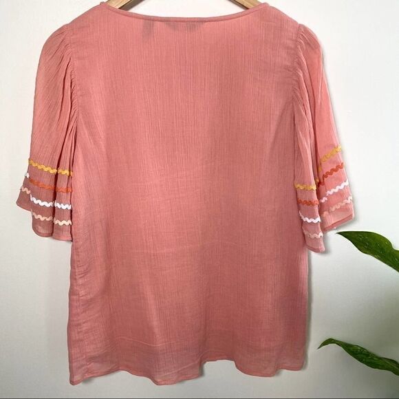 Du Jour pink wide sleeve cotton blouse size xs - Picture 8 of 9